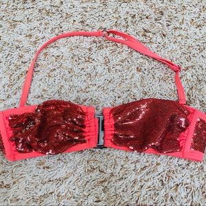 All Saints Peach Sequin Bathing Suit Top